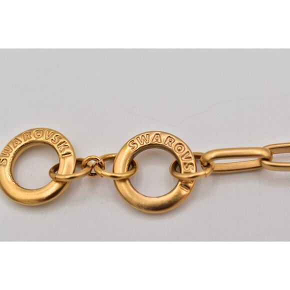 Swarovski Vintage Topaz Chocolate Crystal Bracelet Brushed Gold Swan Signed Bin7 - Picture 11 of 12